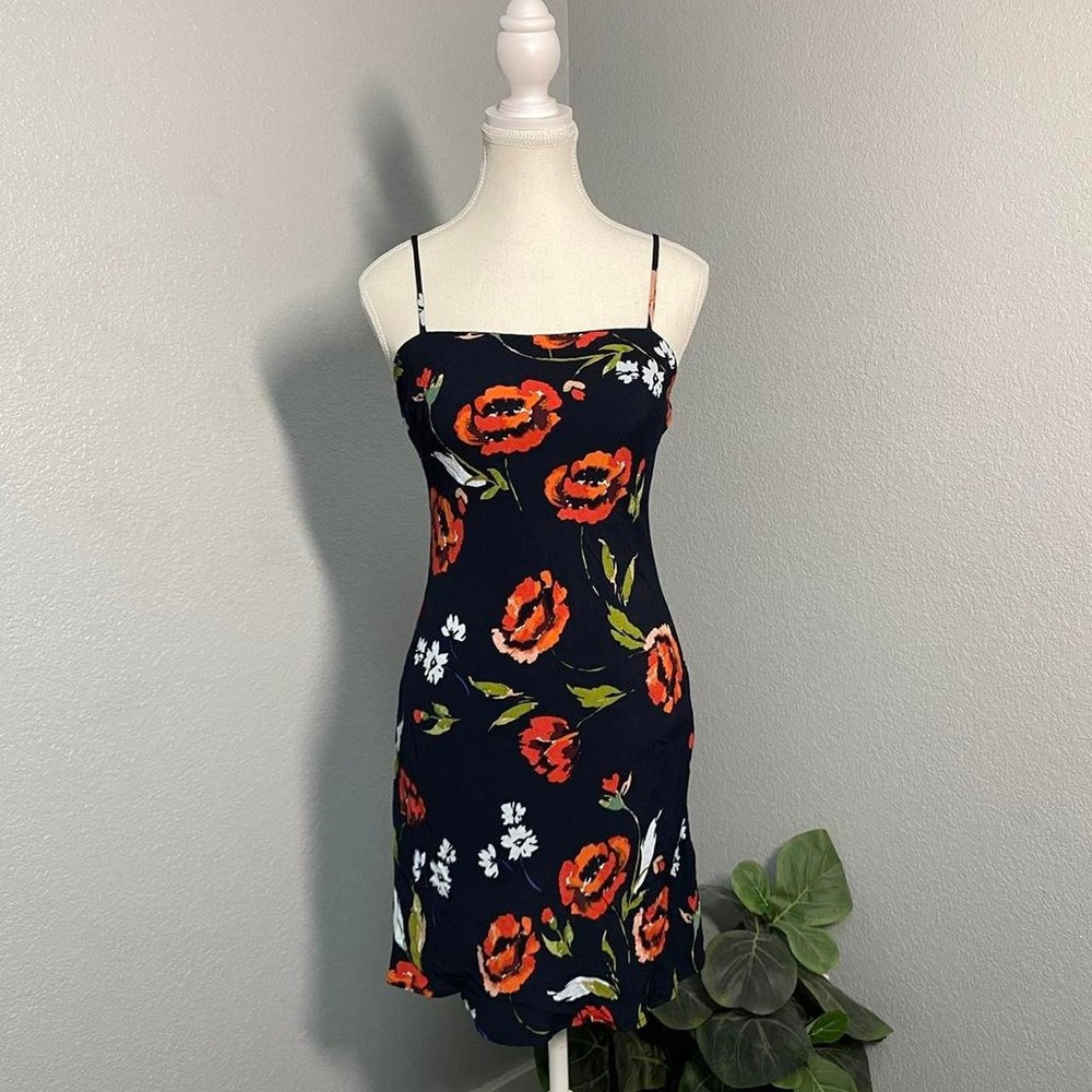 OLIVACEOUS BLACK RED FLORAL MINI DRESS GRUNGE ALT SUMMER CASUAL